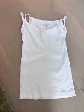 Brandy Melville White Ribbed Henley Cami